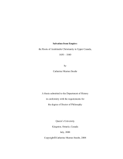 the Roots of Anishinabe Christianity in Upper Canada, 1650 &ndash; 1840