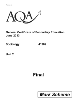 GCSE Sociology Mark scheme Unit 02 - Crime and Deviance