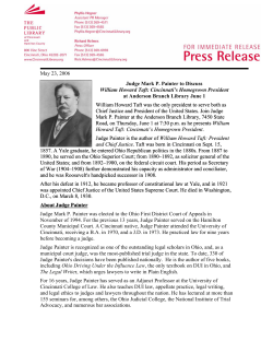 Judge Mark P. Painter to Discuss William Howard Taft