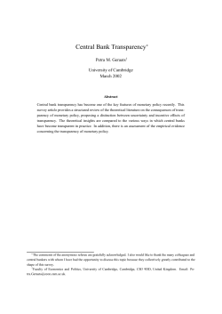 Central Bank Transparency - Faculty of Economics