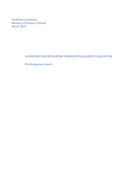 Guidelines for Developing Finnish Intelligence Legistlation