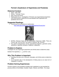 Fermat`s Quadrature of Hyperbolas and Parabolas Historical