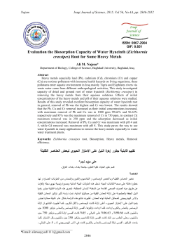 Evaluation the Biosorption Capacity of Water Hyacinth