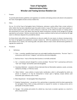 Town of Springdale Administrative Policy Wrecker and Towing