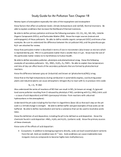 Study Guide for Air Pollution Test: Chapter 18