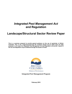 Integrated Pest Management Act and Regulation Landscape