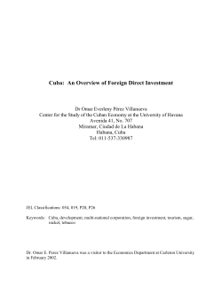 Cuba: An Overview of Foreign Direct Investment