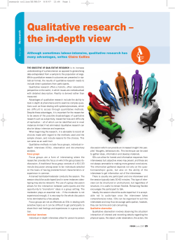 Qualitative research &ndash; the in-depth view