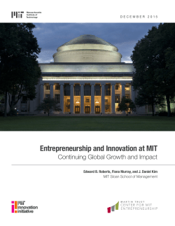 Entrepreneurship and Innovation at MIT: Continuing Global Growth