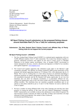 NZ Sport Fishing Council submission on the proposed fishing