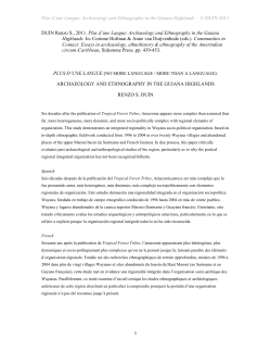 Plus d`une Langue: Archaeology and Ethnography in the Guiana