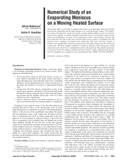 Numerical Study of an Evaporating Meniscus on a Moving Heated