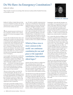 Do We Have An Emergency Constitution?