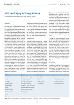Mild Head Injury in Young Athletes