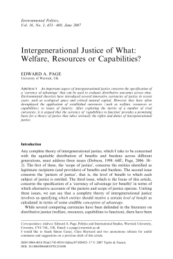 Intergenerational Justice of What: Welfare, Resources or Capabilities?