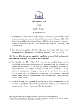 The Odysseus Trust CERD Call for Evidence 18 December 2015 1