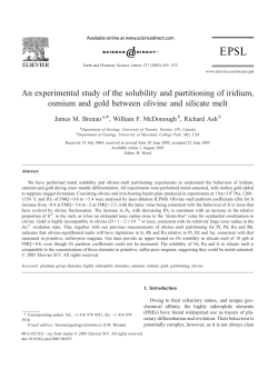 An experimental study of the solubility and partitioning