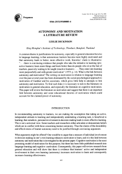 AUTONOMY AND MOTIVATION