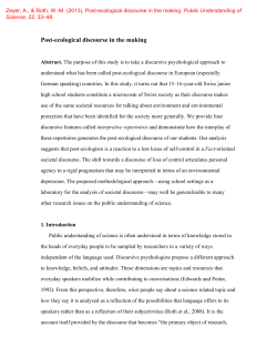 Post-ecological discourse in the making