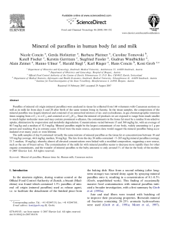 Mineral oil paraffins in human body fat and milk