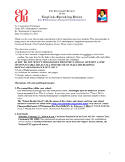 shakespeare competition committee - The Cincinnati Branch of the