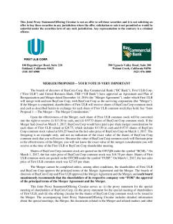 MERGER PROPOSED -- YOUR VOTE IS VERY IMPORTANT The
