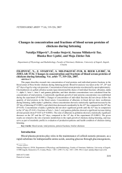 Changes in concentration and fractions of blood serum proteins of