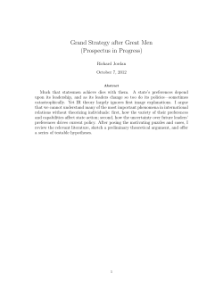 Grand Strategy after Great Men (Prospectus in