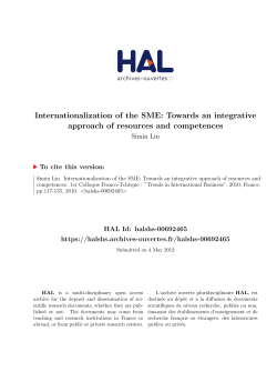 Internationalization of the SME: Towards an integrative - Hal-SHS