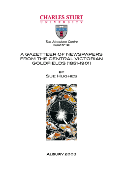 A Gazetteer of Newspapers from the Central Victorian Goldfields