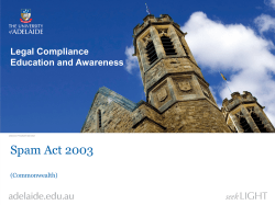 Spam 101 - The University of Adelaide