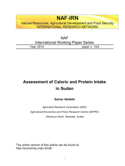 Assessment of Caloric and Protein Intake in Sudan