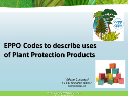 EPPO Codes to describe uses of Plant Protection Products