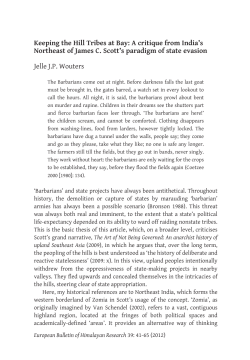 Keeping the Hill Tribes at Bay: A critique from India`s Northeast of