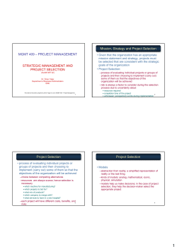 MGMT 409 &ndash; PROJECT MANAGEMENT STRATEGIC
