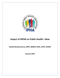 Impact of HIPAA on Public Health&mdash;Now