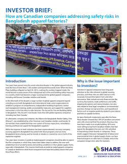 Safety Risks in Bangladesh Apparel Factories