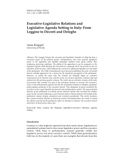 Executive-Legislative Relations and Legislative Agenda Setting in