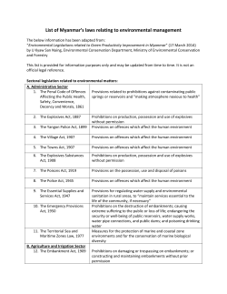 List of Myanmar`s laws relating to environmental management
