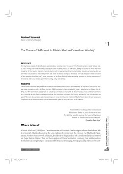 Gertrud Szamosi The Theme of Self-quest in Alistair MacLeod`s No