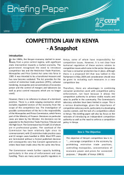 COMPETITION LAW IN KENYA - A Snapshot