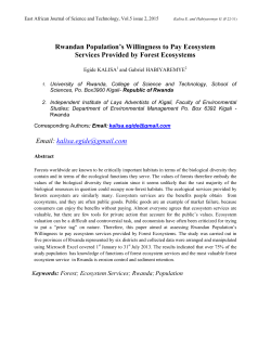 Rwandan Population`s Willingness to Pay Ecosystem Services
