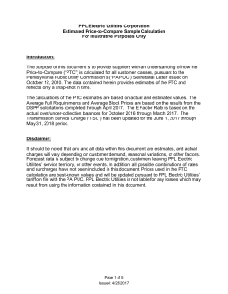 PPL Electric Utilities Corporation Estimated Price-to