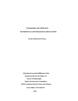 TETRAHEDRA AND THEIR NETS MATHEMATICAL AND