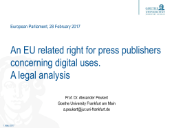 An EU related right for press publishers concerning digital uses. A