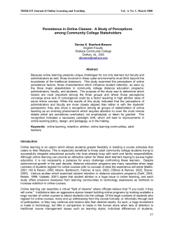 Persistence in Online Classes: A Study of Perceptions