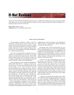 Russia in the First World War - H-Net