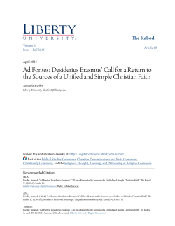 Ad Fontes: Desiderius Erasmus` Call for a Return to the Sources of a