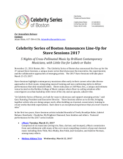 Celebrity Series of Boston Announces Line