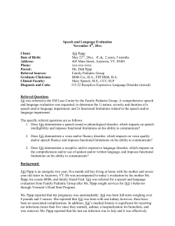 EXAMPLEPreschool Speech-Language Assessment